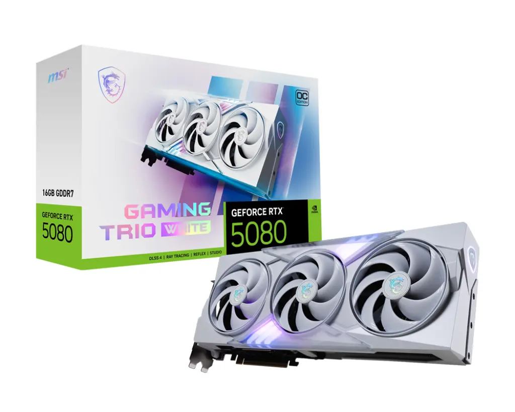 MSI GeForce RTX 5080 16G Gaming Trio OC White, 16GB GDDR7, HDMI, 3x DP